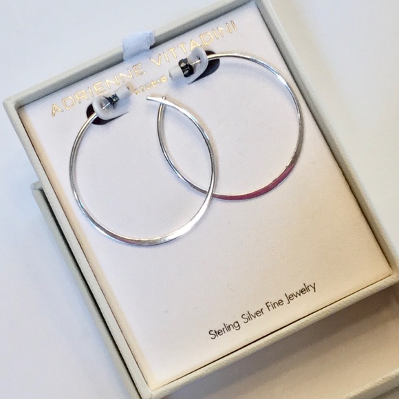 Adrienne Vittadini Jewelry - Sterling Silver 925 Hoop Earrings 2.5” NEW GiftBox